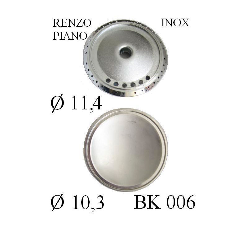 Kit corona acciaio inox anello 11.4 cm piattello 10.3 cm Smeg Renzo Piano