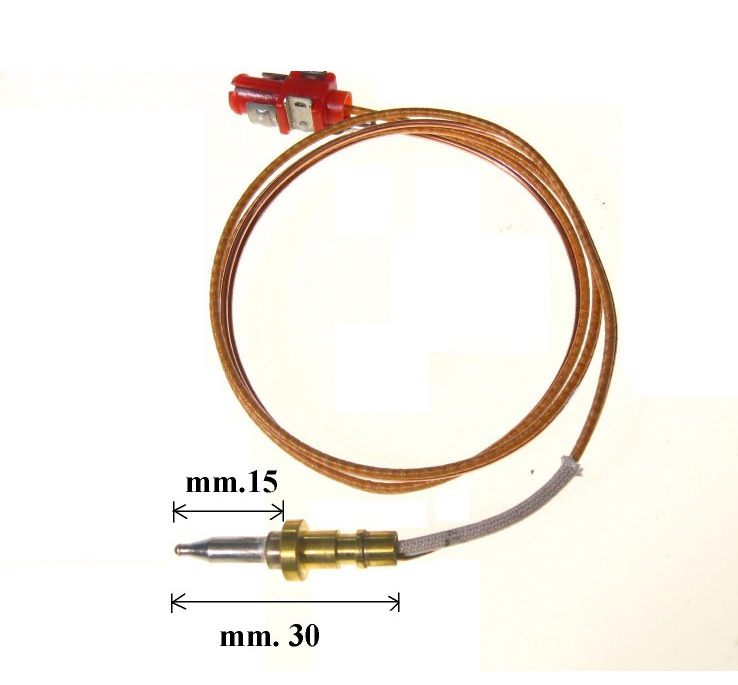 Termocoppia attacco spinotto adattabile Ignis Whirlpool lunghezza totale 51cm